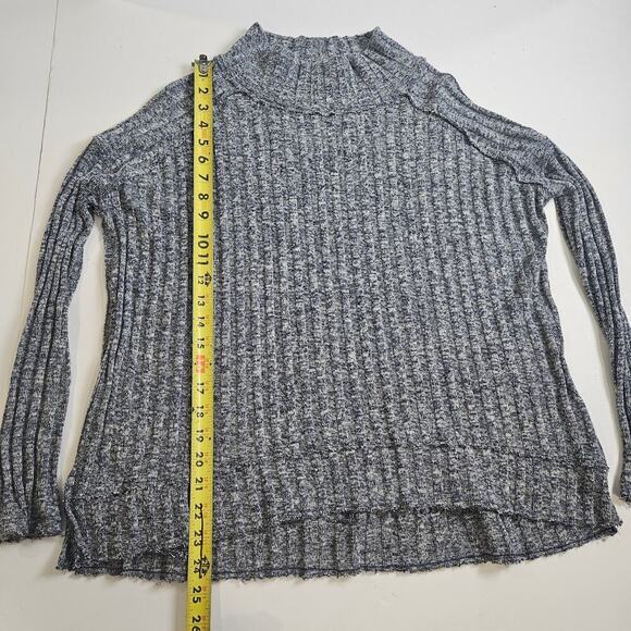 Free People Clarissa Ribbed Gray Mock Neck Size Small Oversized - Picture 3 of 6